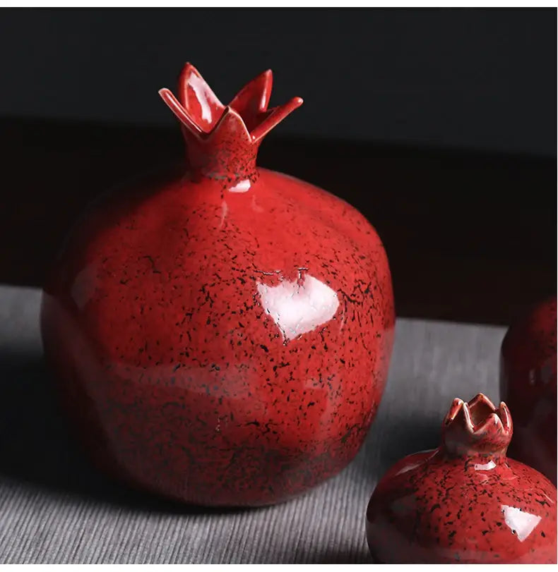 Red Pomegranate Ceramic Vase for Modern Home