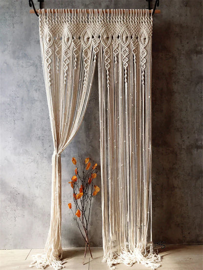 Macrame Cotton Door Curtain | Boho Wall Hanging Tapestry by Decobites