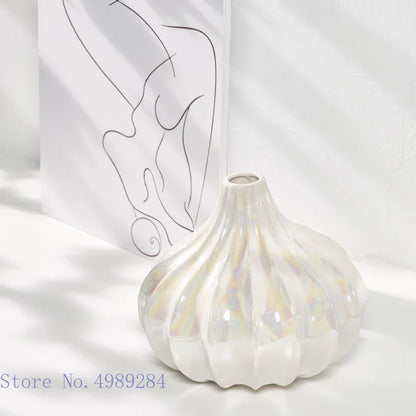 DecorBites™ Ceramic Shell Vase - White Gloss - Abstract Irregular Design for Home Decor