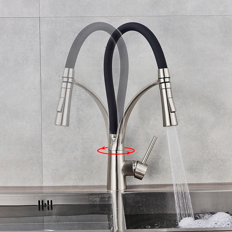 DecorBites™ LED Swivel Pull Down Kitchen Faucet with Hot and Cold Water Mixer
