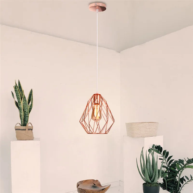 Lámpara colgante de jaula de metal de hierro Decorbites™ luz de techo industrial vintage