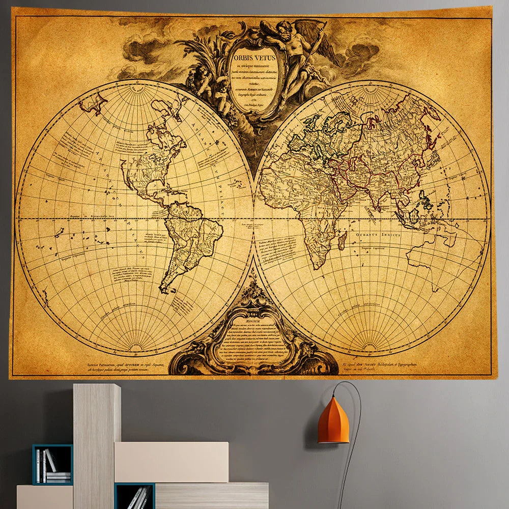 Nautical Map Home Art Tapestry by Decobites - Bohemian Wall Decor & Sofa Blanket