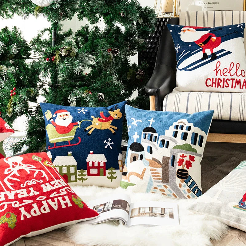 DecorBites™ Christmas Embroidered Pillow Cover Set - 45x45cm