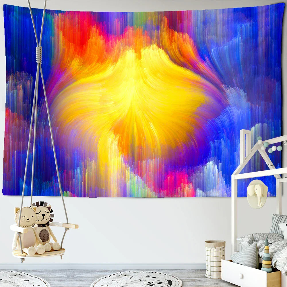 Decobites Rainbow Star Sky Tapestry: Colorful Psychedelic Wall Decor