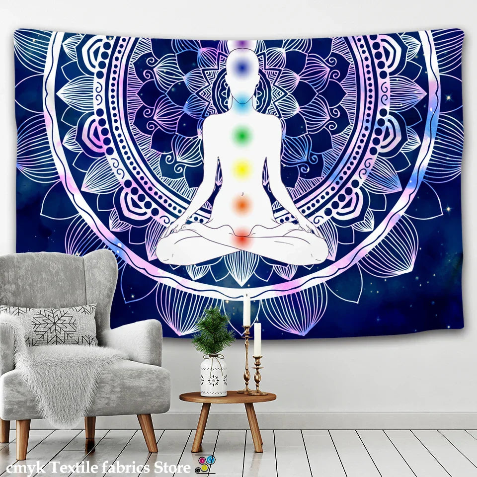 Geometric Colorful Blanket Tapestry by Decobites: Bohemian Bedspread & Wall Hanging