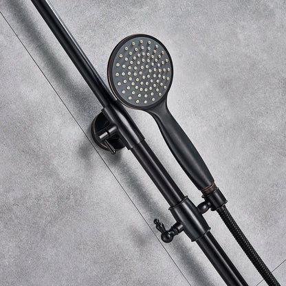 Juego de grifería para ducha DecorBites™ en bronce negro con cabezal de ducha tipo lluvia de 8" y ducha de mano.