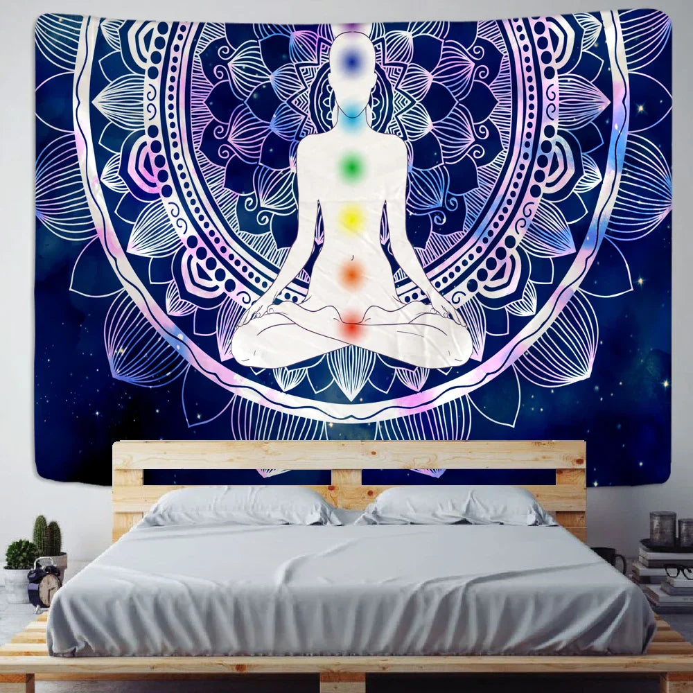 Geometric Colorful Blanket Tapestry by Decobites: Bohemian Bedspread & Wall Hanging