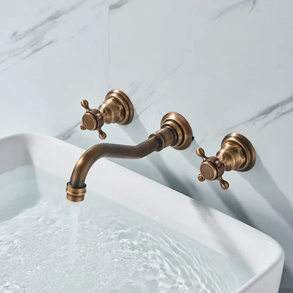 Grifo de lavabo DecorBites™ negro: Mezclador de agua fría/caliente para montaje en pared para lavabo de baño