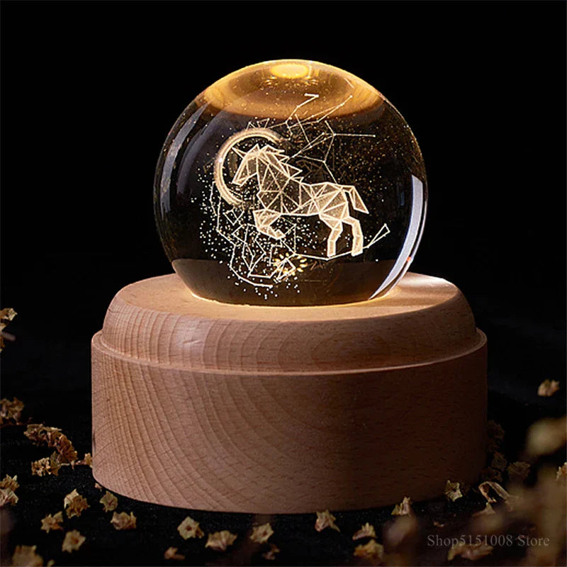 Lámpara de noche DecorBites™ Bola de Cristal con Caja de Música USB y Globo Terráqueo 3D