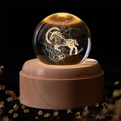 Lámpara de noche DecorBites™ Bola de Cristal con Caja de Música USB y Globo Terráqueo 3D