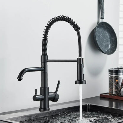 Grifo de filtro de agua de cocina de doble salida Decorbites™ con función de purificación de agua por rotación