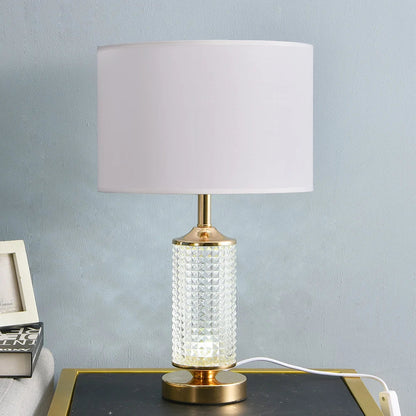 DecorBites™ Clear Crystal Glass LED Table Lamp for Bedroom and Living Room