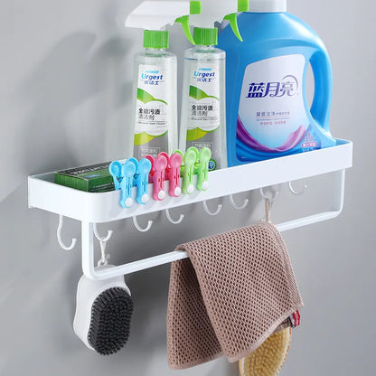 DecorBites™ Black Corner Shelf with Towel Bar, Wall Mounted Aluminum Kitchen Storage Holder