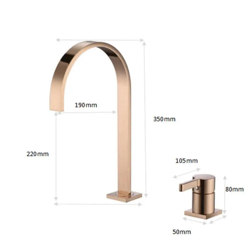 DecorBites™ Brushed Gold Basin Faucet: 360 Rotating Two Hole Widespread Bathroom Sink Tap