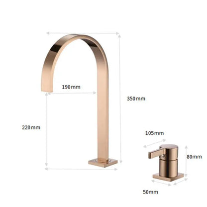 DecorBites™ Brushed Gold Basin Faucet: 360 Rotating Two Hole Widespread Bathroom Sink Tap