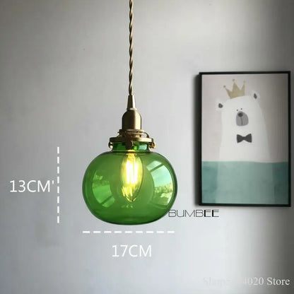 DecorBites™ Brass Glass Pendant Chandelier, Retro Design, E27, Bedroom Bar Hanging Light