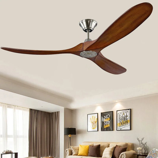 DecorBites™ 60-Inch DC Industrial Vintage Wood Ceiling Fan with Remote - Retro Decorative Blower