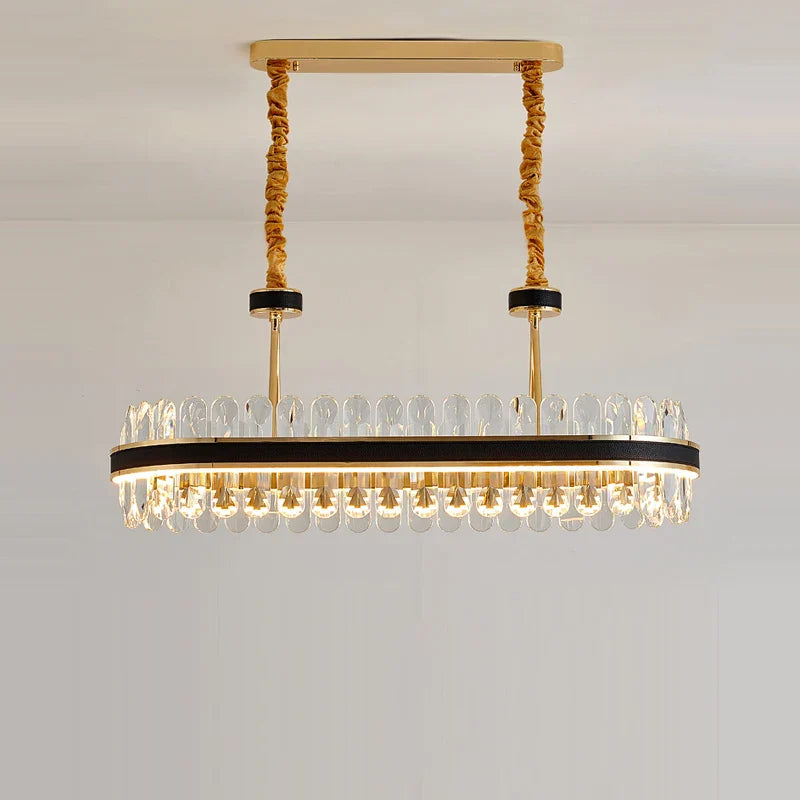 DecorBites™ Gold Stainless Steel Crystal Chandelier for Dinning Room