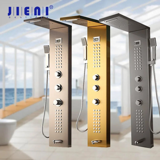 DecorBites™ Dark Grey Shower Column with Massage System and Tub Spout