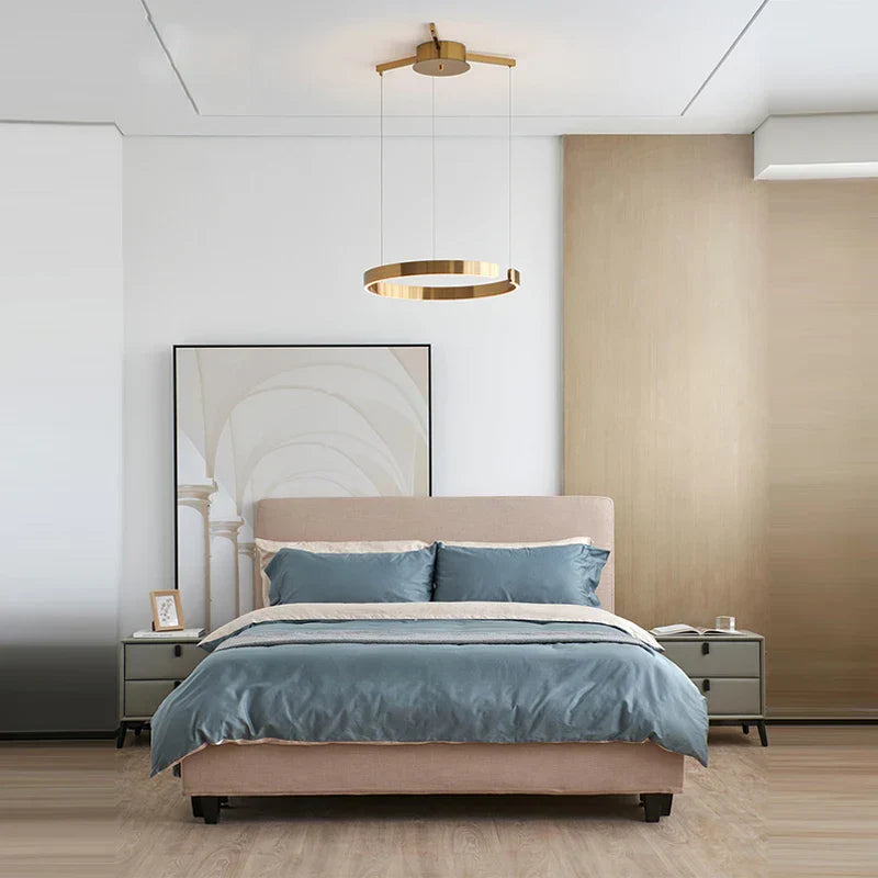 Chandelier LED Decorbites™: Patrón de Anillos Redondos, Oro, Diseño Moderno para Sala de Estar, Comedor, Dormitorio, Cocina.