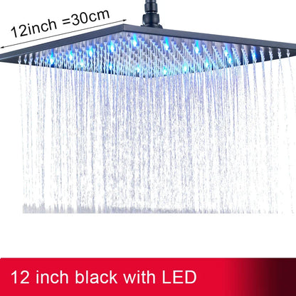 رأس دش DecorBites™‎ بإضاءة LED مربعة مقاس 16 بوصة - رأس دش نحاسي متغير اللون