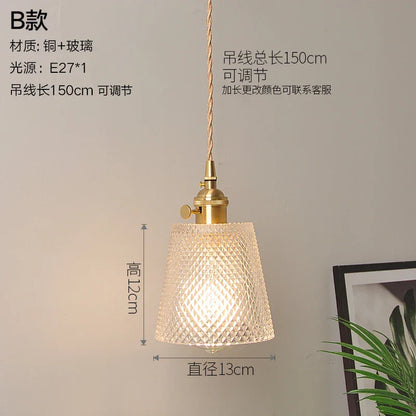 DecorBites™ Glass Copper Pendant Light: Modern Nordic Style Hanging Lamp for Kitchen, Dining, and Living Room