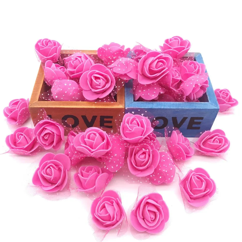 DecorBites™ Handmade Foam Rose Flower Heads | 100Pcs Wedding Craft Decoration