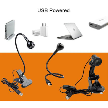 DecorBites™ LED Book Light Black Silver Clip-On Desk Lamp Flexible Reading Lamp