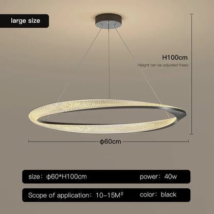 DecorBites™ Black Circle Chrome Chandelier for Indoor Living Room Bedroom Kitchen Loft Office Hall