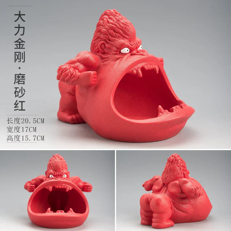 DecorBites™ Gorilla Ceramic Ashtray: Cartoon Animal Decor & Gift