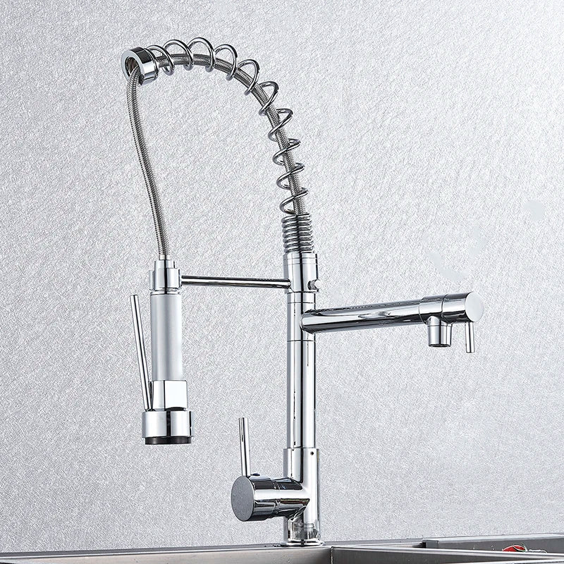 DecorBites™ Kitchen Faucet Pull Out Dual Spout Single Handle Mixer Tap 360 Rotation