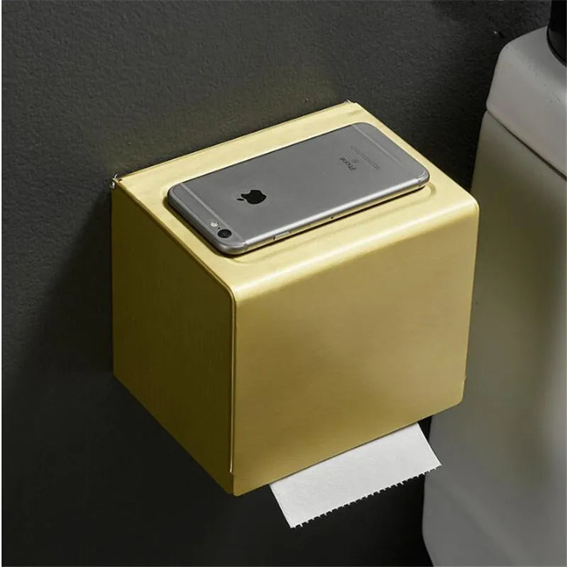 DecorBites™ Brushed Gold Aluminum Toilet Paper Holder