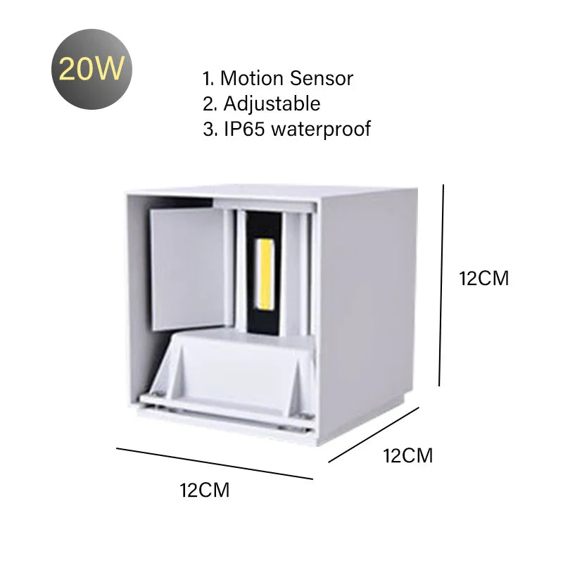 DecorBites™ 12W Outdoor/Indoor Motion Sensor LED Wall Lamp Waterproof Aluminum Sconce Light