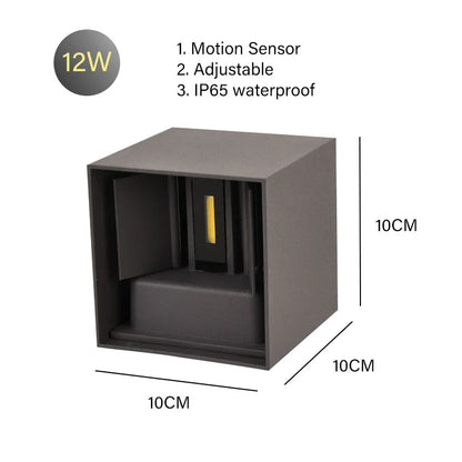 DecorBites™ 12W Outdoor/Indoor Motion Sensor LED Wall Lamp Waterproof Aluminum Sconce Light