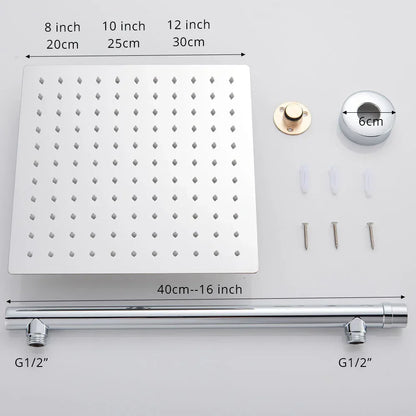 DecorBites™ Bright Chrome 8" Shower Head with 15" Arm and 59" Hose - Wall Mounted Rainfall