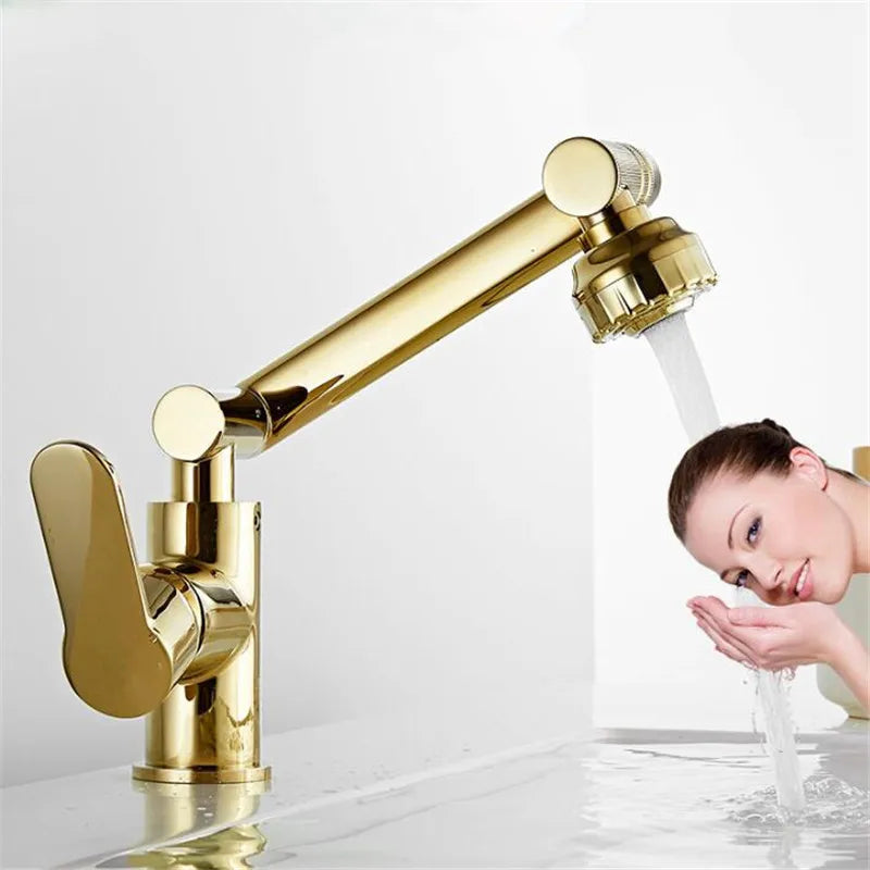 Decorbites™ Gold- und Schwarzes Badezimmer-Wasserhahn mit Heiß-Kalt-Wasser-Mischer – Deckenmontiert
