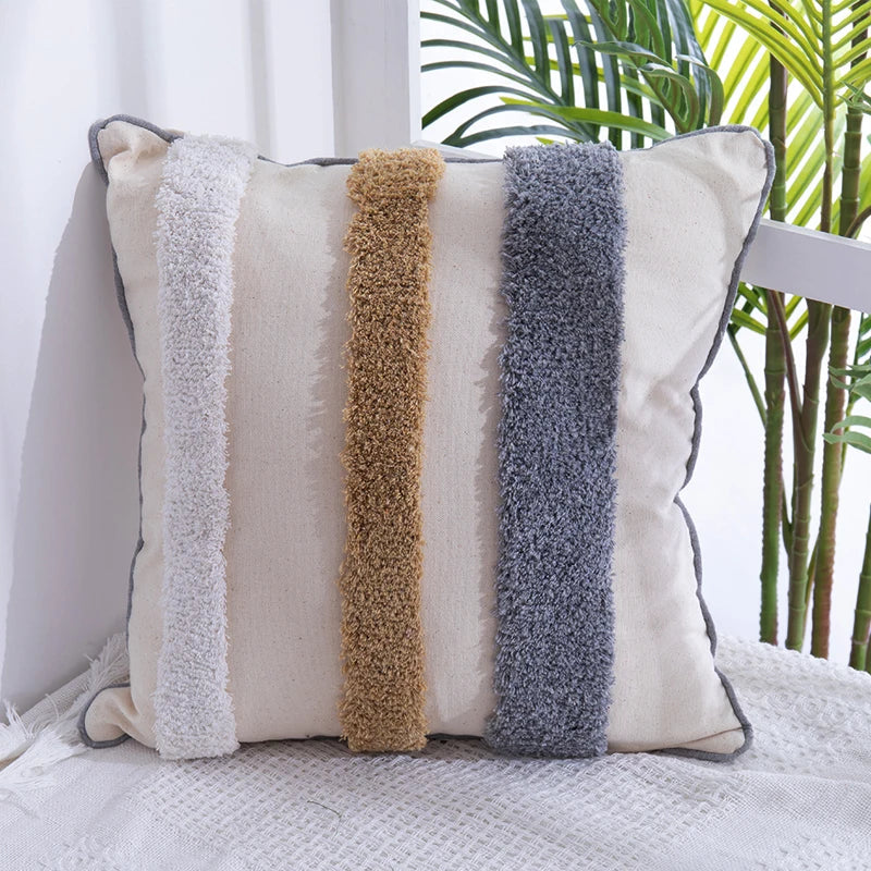 DecorBites™ Handmade Moroccan Geometric Dots Stripe Pillow Cover for Sofa Bed