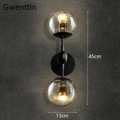 DecorBites™ Glass Beans Wall Lamp Sconces LED Light Fixture for Home Deco Bedroom Hallway