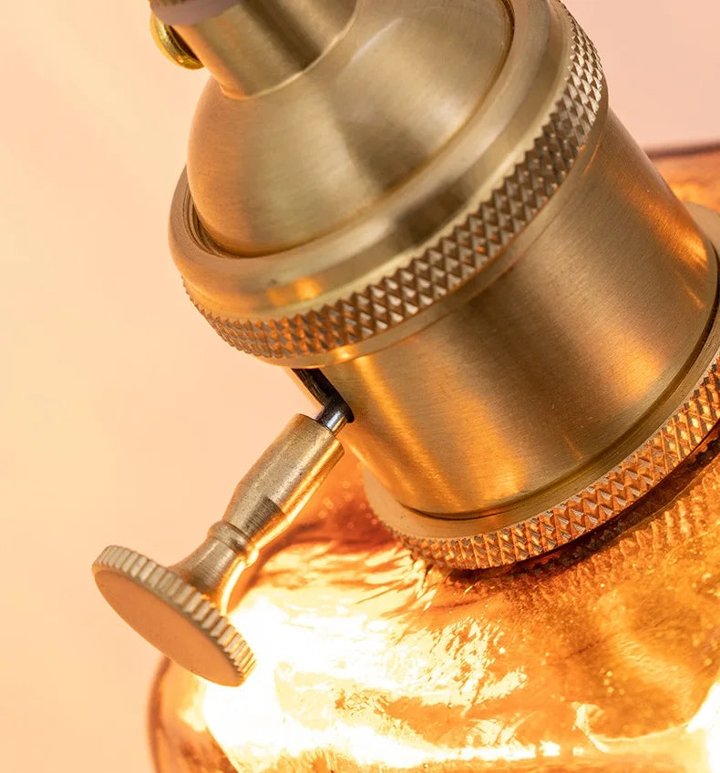 DecorBites™ Amber Glass Wall Lamp Switch, Modern Copper LED Light for Home, Bedroom, Living Room