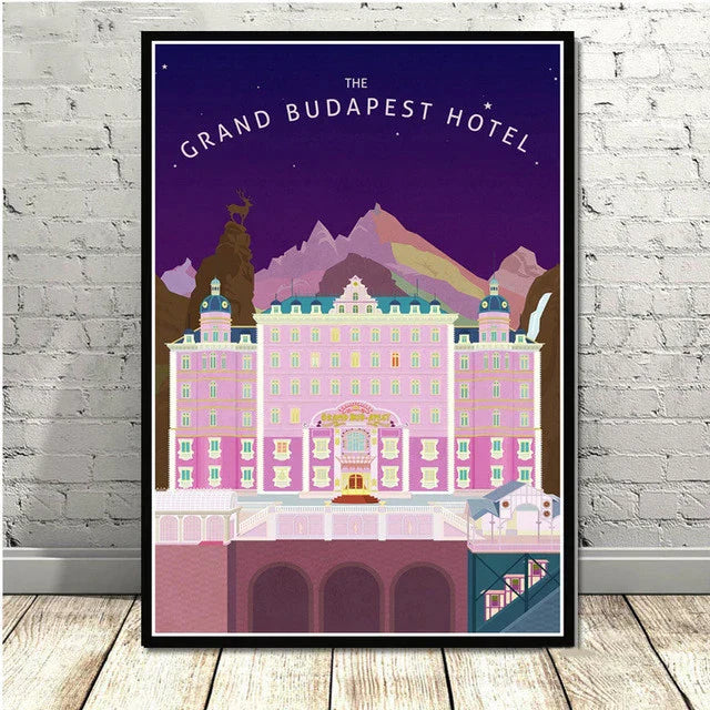 Póster minimalista de pared DecorBites™ del Gran Hotel Budapest para una decoración elegante del hogar