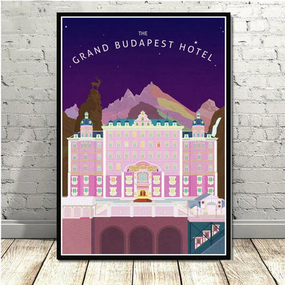Póster minimalista de pared DecorBites™ del Gran Hotel Budapest para una decoración elegante del hogar