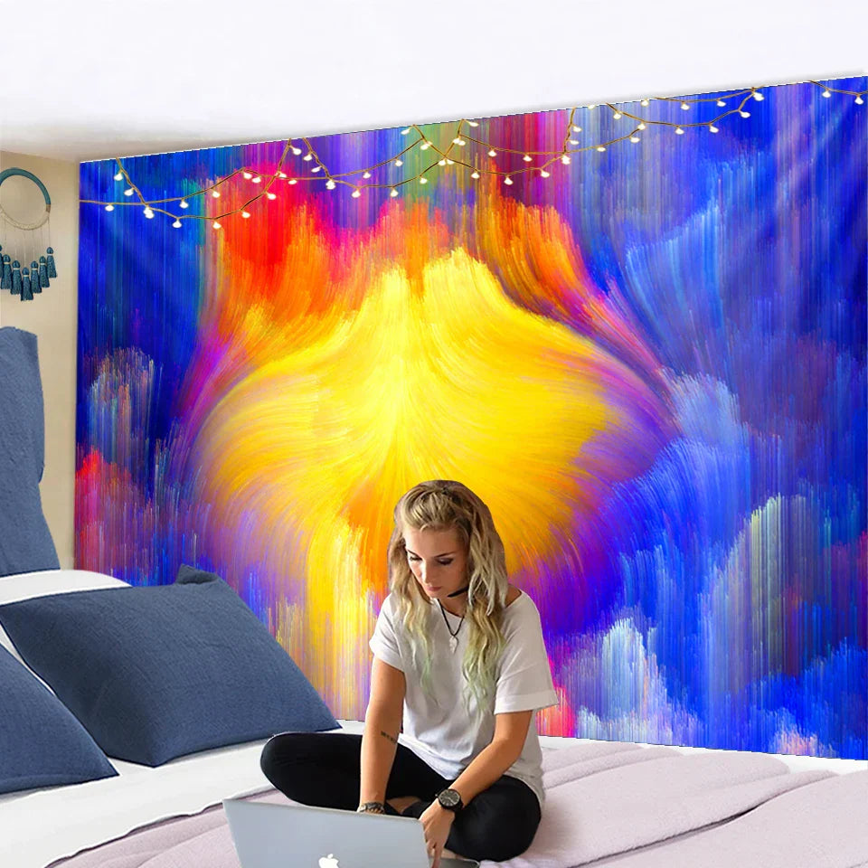 Decobites Rainbow Star Sky Tapestry: Colorful Psychedelic Wall Decor