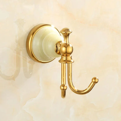 DecorBites™ Gold Bathroom Accessories Set: Shelf, Towel Rack, Holder, Brush Holder, Bath Hardware