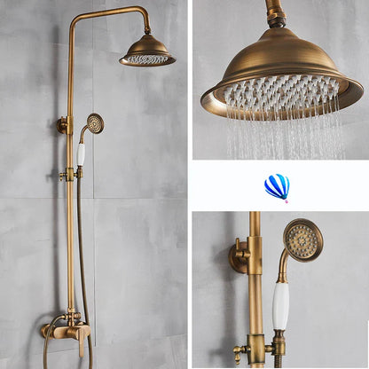 مجموعة دش DecorBites™ من النحاس العتيق مع دش يدوي، وصنبور رافعة لتساقط الأمطار
