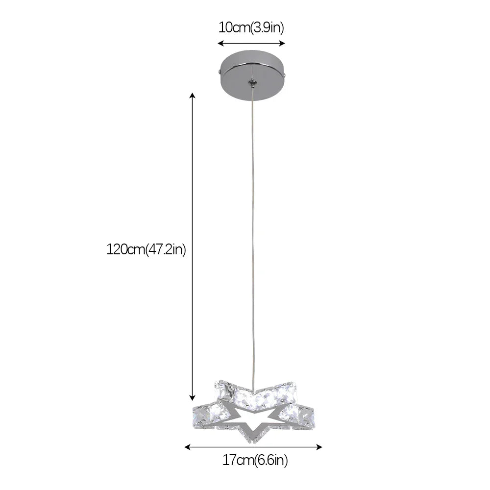 DecorBites™ Crystal Stars LED Pendant Chandelier for Modern Living Dining Room Decor
