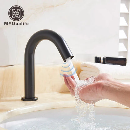 DecorBites™ Black Sensor Faucet Bathroom Sink Deck Mount Automatic Basin Faucet