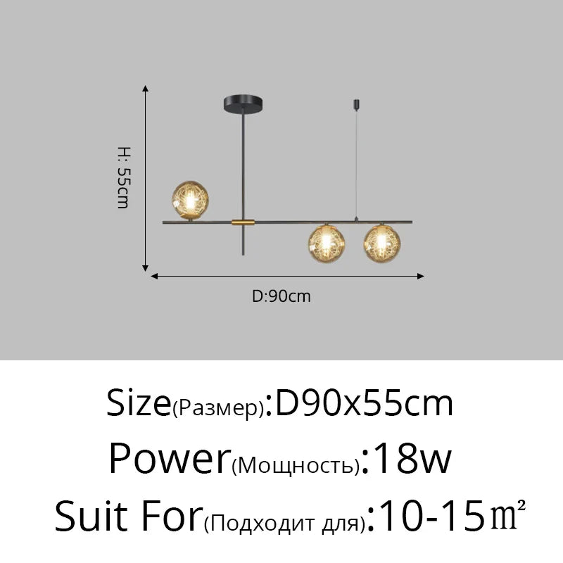 ثريا السقف الكروية الزجاجية من DecorBites™ لديكور المنزل - مصباح LED معلق عصري