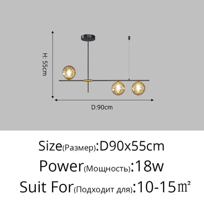 ثريا السقف الكروية الزجاجية من DecorBites™ لديكور المنزل - مصباح LED معلق عصري