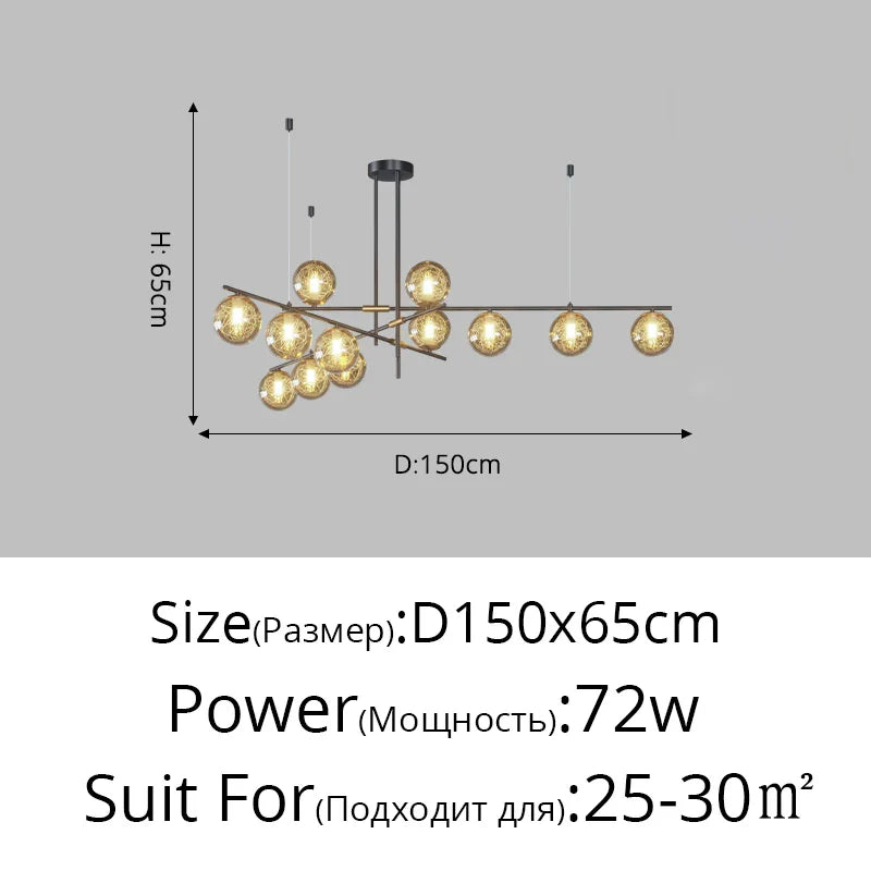 ثريا السقف الكروية الزجاجية من DecorBites™ لديكور المنزل - مصباح LED معلق عصري