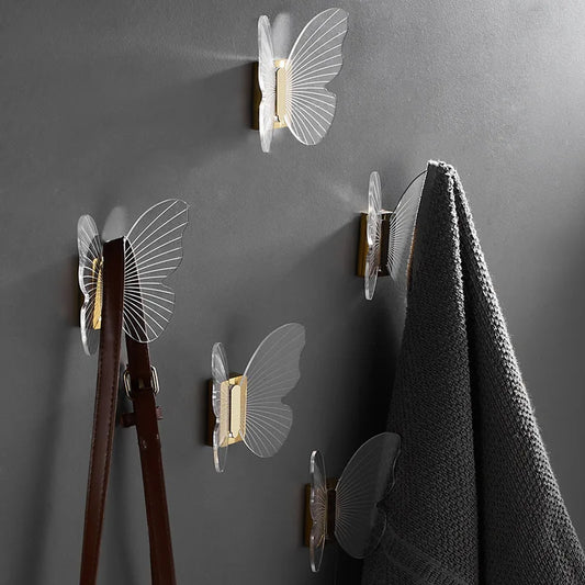 DecorBites™ Butterfly Acrylic Towel Hook: Wall Mounted, Bathroom & Door Towel Holder
